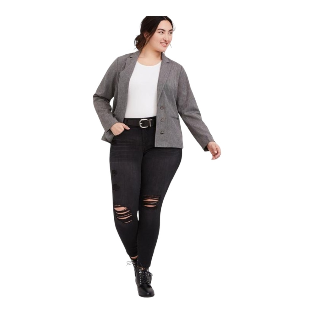 Torrid Black & White Tweed Textured Blazer | Size 2X Torrid Size 2